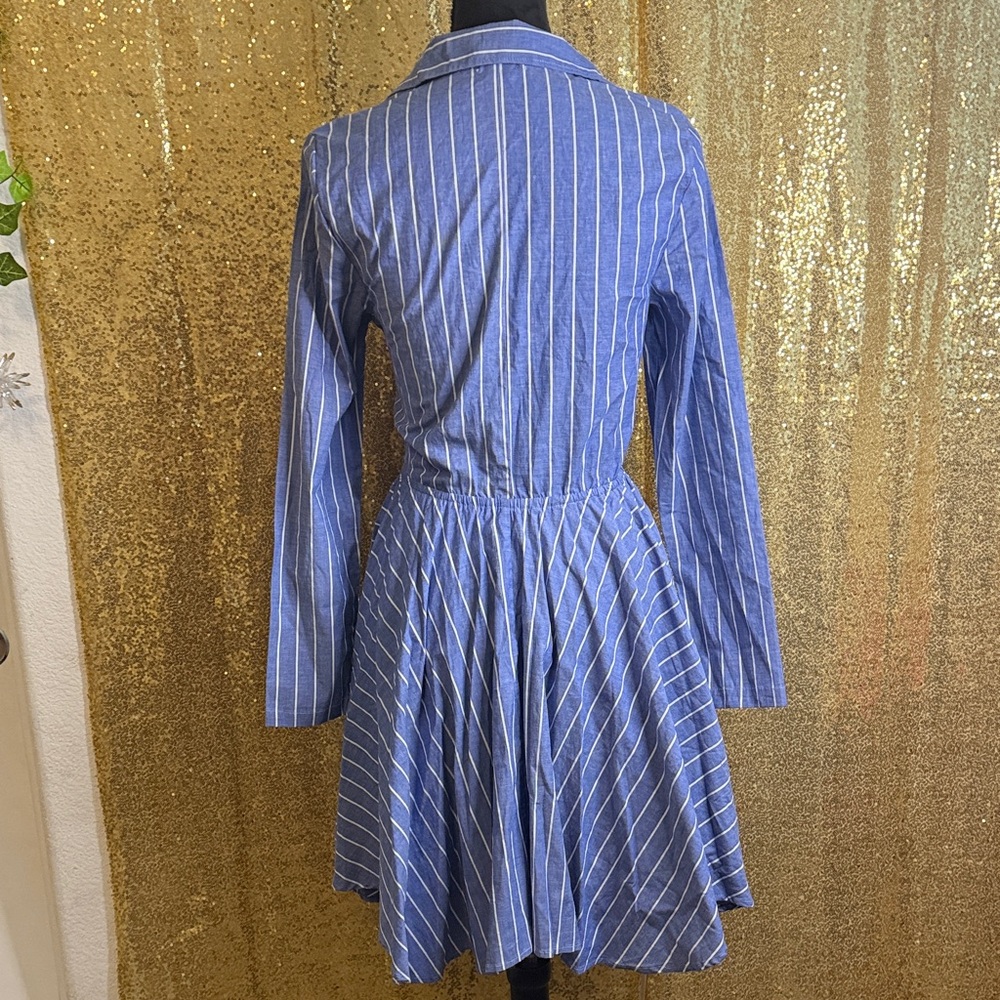 VENUS Blue and White Striped Long Sleeve Dress - Picture 3 of 7